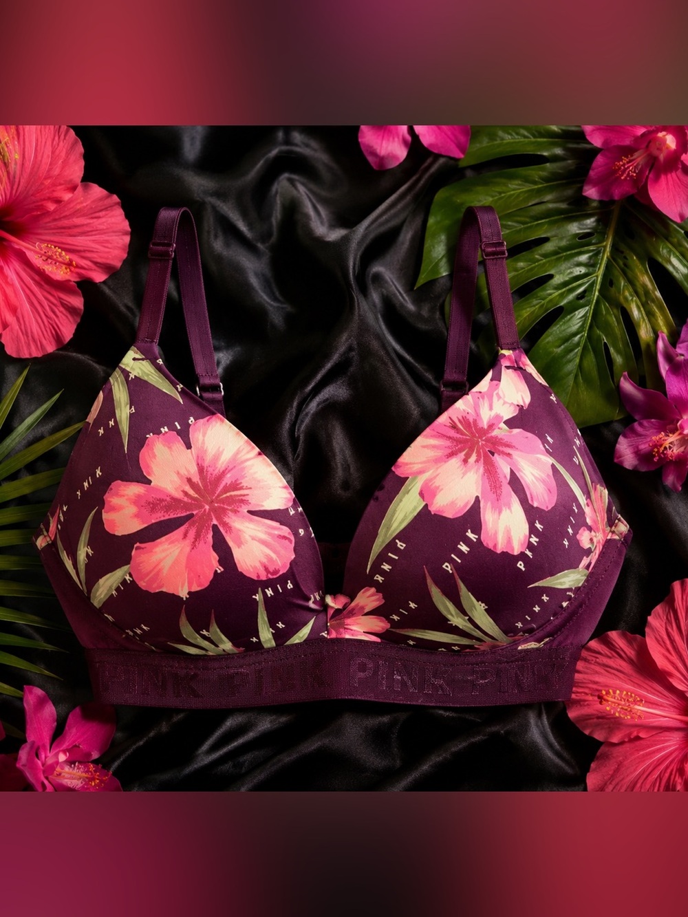 PINK Victoria’s Secret Wear Everywhere Super Push-Up Bra 32D Tropical Bra